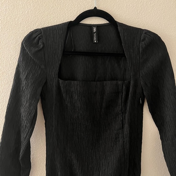 ZARA Black Textured Square Neck Bodysuit - Picture 4 of 8